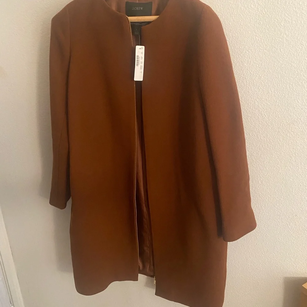 JCREW Double Cloth Collarless Coat Rust Color - Picture 5 of 11